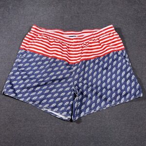 AFTCO Swim Trunks Men XL Blue Red Patriotic Flag Fish Print Board Shorts USA
